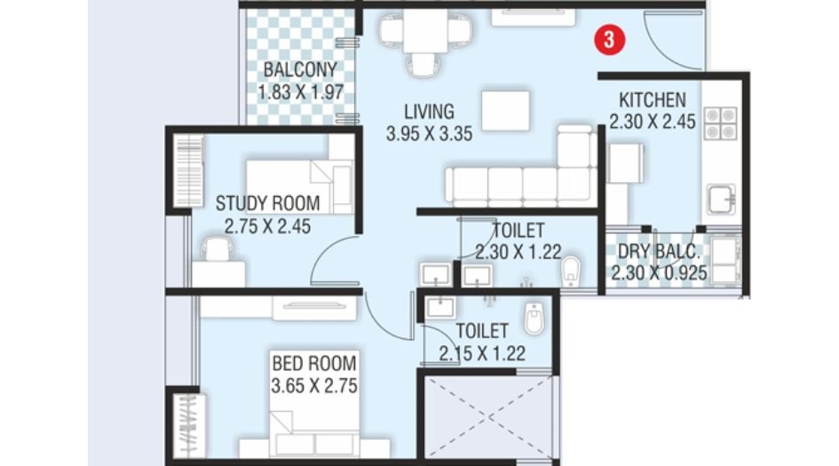 Grace-Pallacio-FLoor-Plan-2 BHK